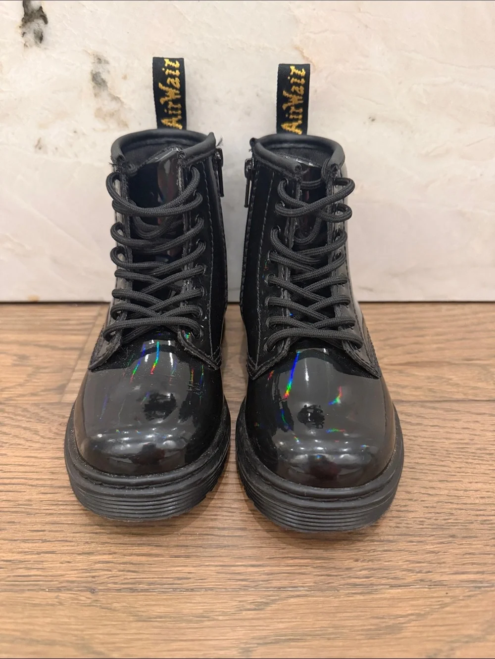 Dr. Martens Black Patent Lace-Up Kids Boots